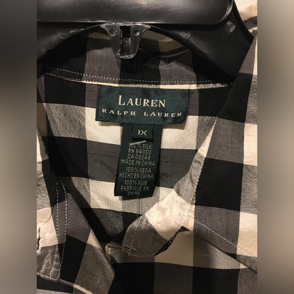 Lauren by Ralph Lauren Black/White Check Top Sz 1X - Picture 2 of 2